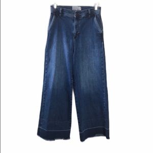 Free People High Rise Flare Leg Crop Jeans.